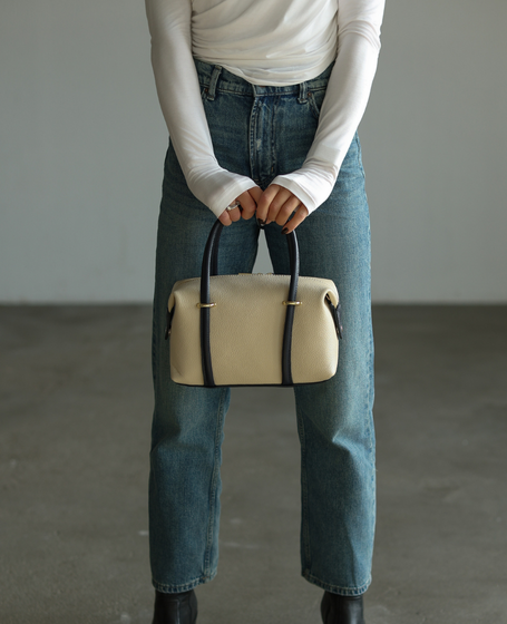 Barleta XS Ecru | Navy - Small Leather Trunk