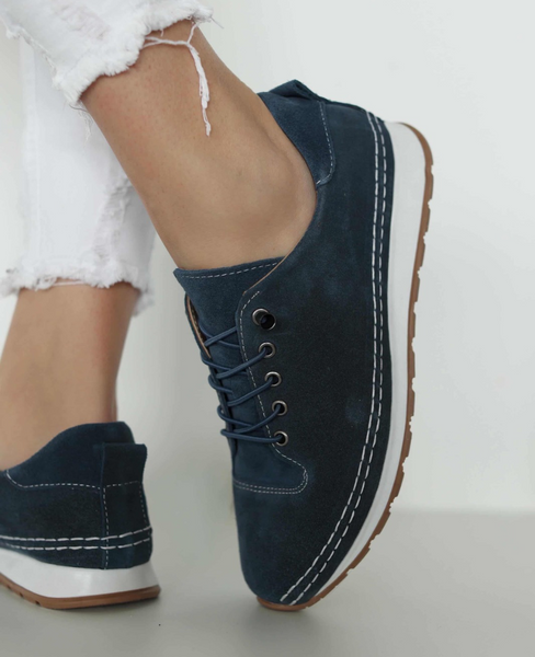 Amelira Women's Leather Denim Low-Top Shoes