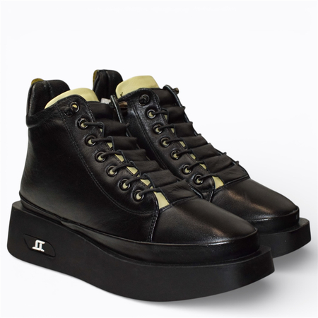 SKÓRZANE CZARNE BOTKI DAMSKIE ULISSIA