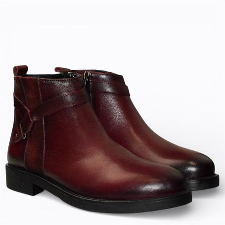 Siliora Women's Burgundy Leather Ankle Boots