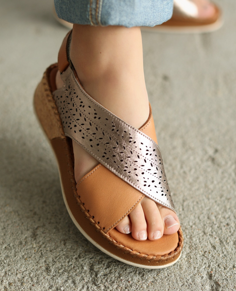 Cerinia Women's Leather Copper Sandals
