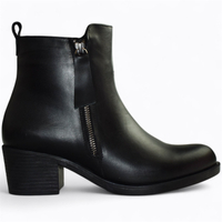 Skórzane czarne botki damskie Doralin