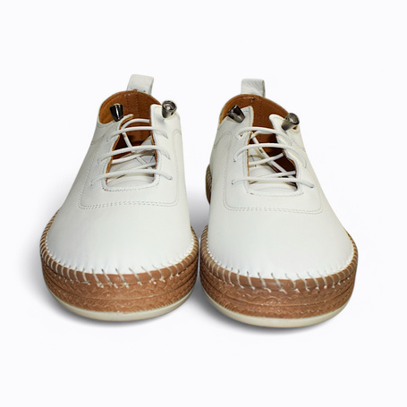 Jarveti Women's White Leather Low-Top Shoes