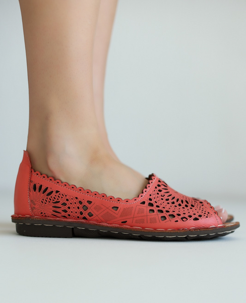 Semirea Women's Orange Leather Low-Top Shoes