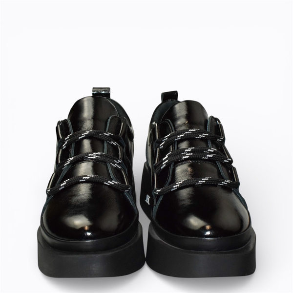 Lesmari Women's Black Leather Low-Cut Shoes
