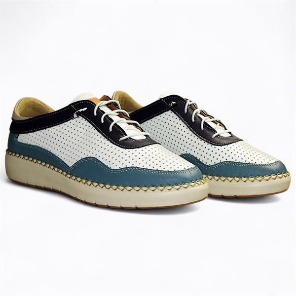 Selmira Women's Blue Leather Low-Cut Shoes