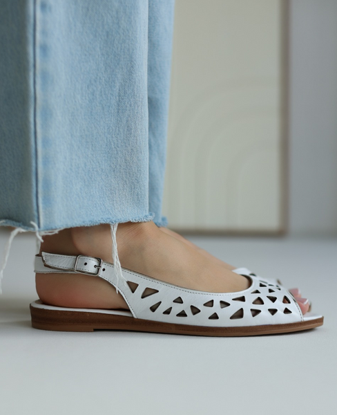 Milvara White Leather Women's Sandals