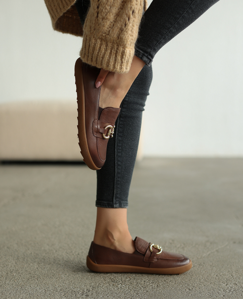 Jasirea Women's Brown Leather Barefoot Low-Top Shoes