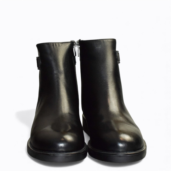 ZINETHI BLACK LEATHER WOMEN'S ANKLE BOOTS