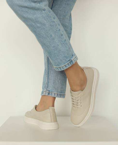 Skórzane beżowe sneakersy Freddia