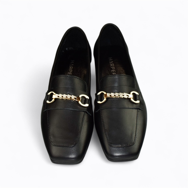 Eleanir Women's Black Leather Low-Top Shoes