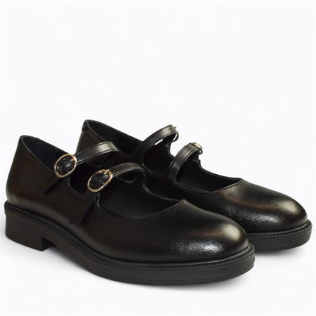 Skórzane czarne półbuty damskie Kirella