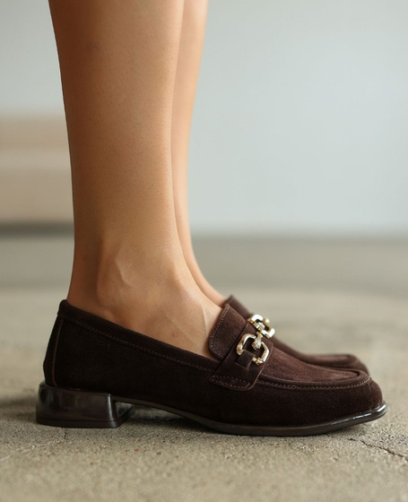 Liorina Women's Leather Chocolate-Brown Loafers