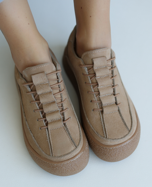 Larelia Beige Leather Women's Low-Cut Shoes