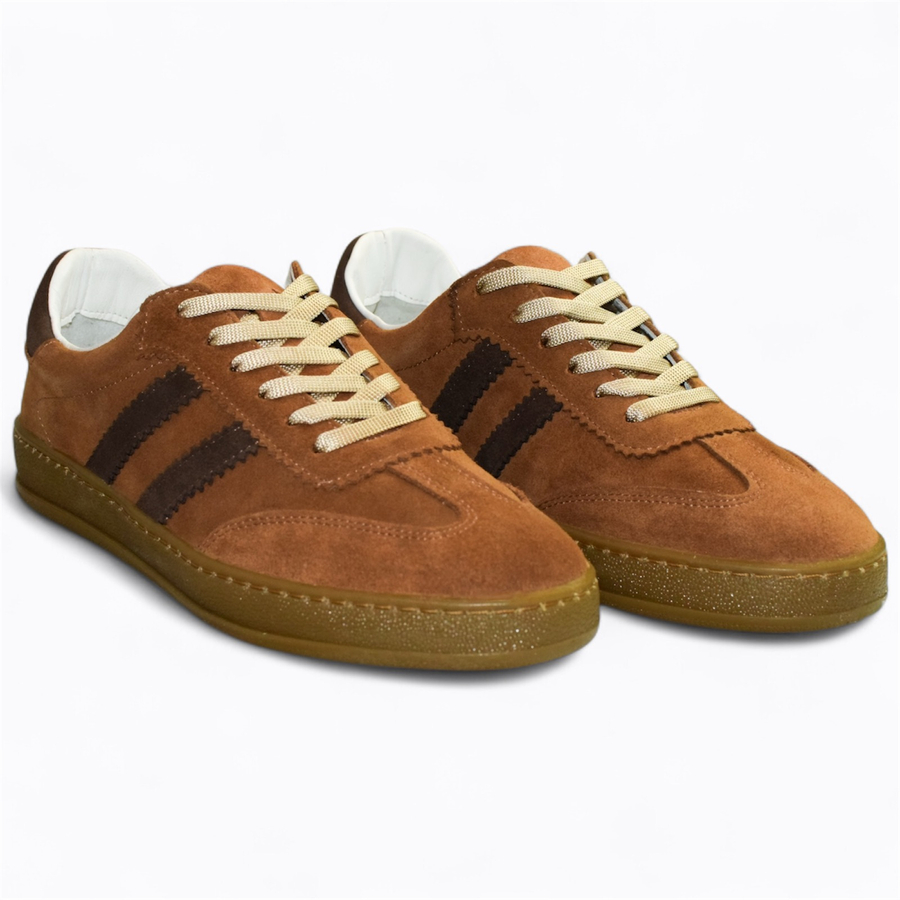 Skórzane rude sneakersy damskie Magline