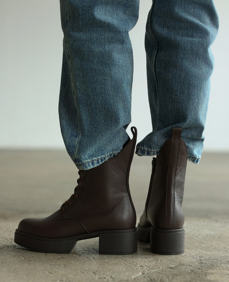 Sembeti Women's Leather Chocolate-Brown Ankle Boots