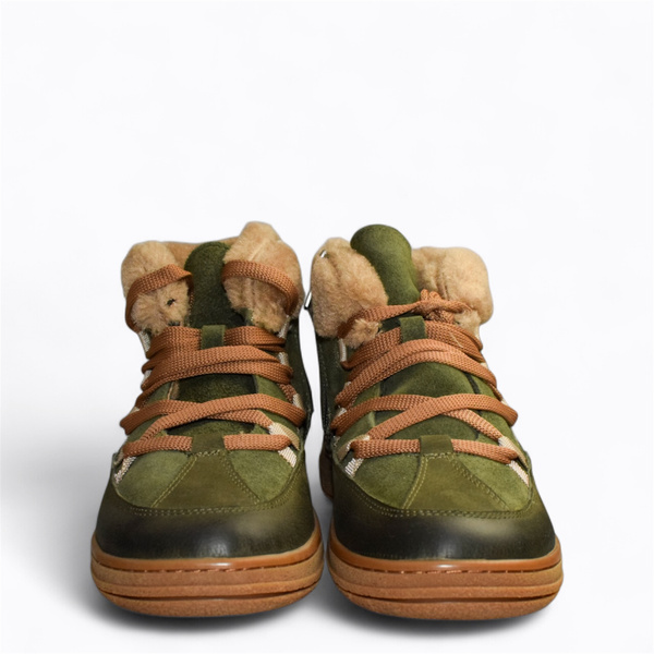 Renalia Women's Green Leather Snow Boots