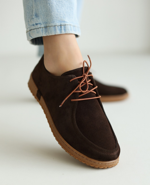 Drasiel Women's Leather Chocolate-Brown Low-Top Shoes