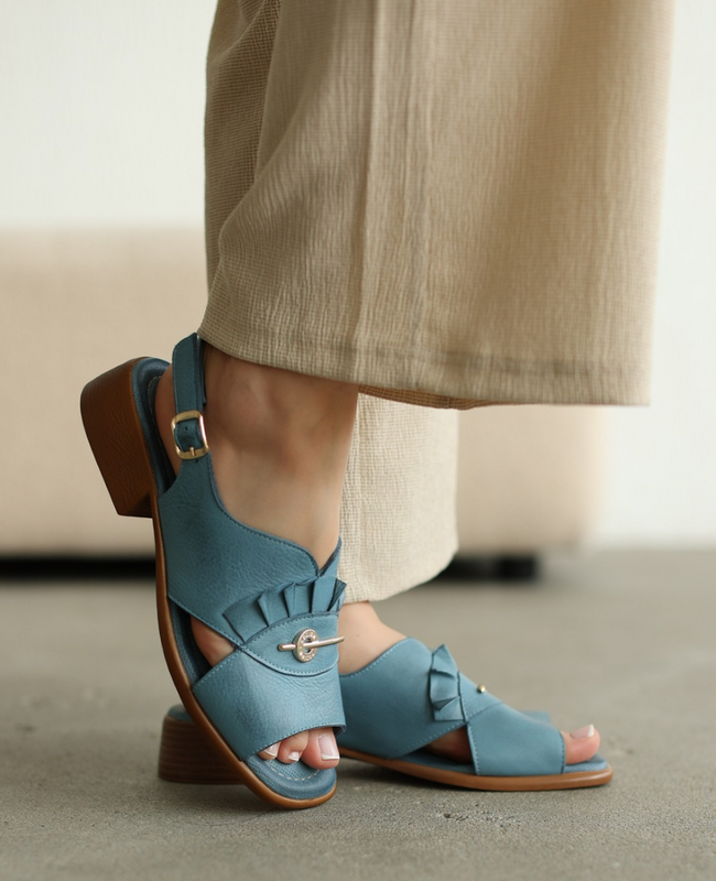 Brimeli Women's Leather Denim Sandals