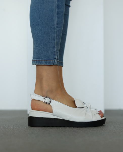 Nadriya White Leather Women's Sandals
