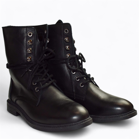 SKÓRZANE CZARNE TRZEWIKI DAMSKIE TIVALIN