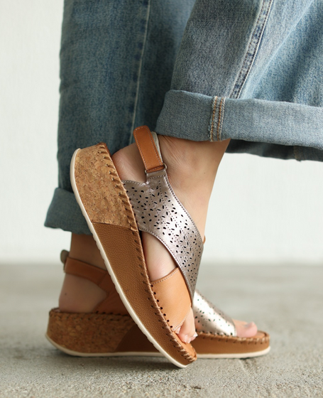 Cerinia Women's Leather Copper Sandals