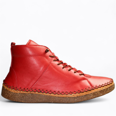 SKÓRZANE CZERWONE TRZEWIKI DAMSKIE CYRINNA