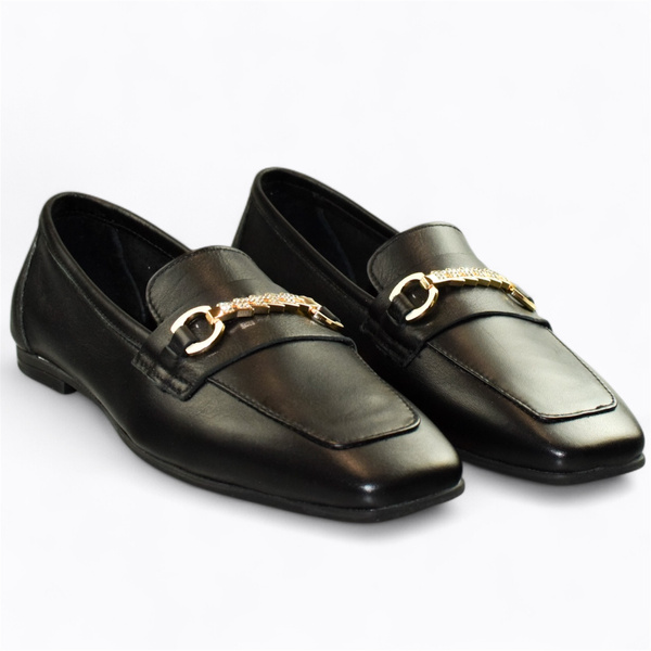 Eleanir Women's Black Leather Low-Top Shoes