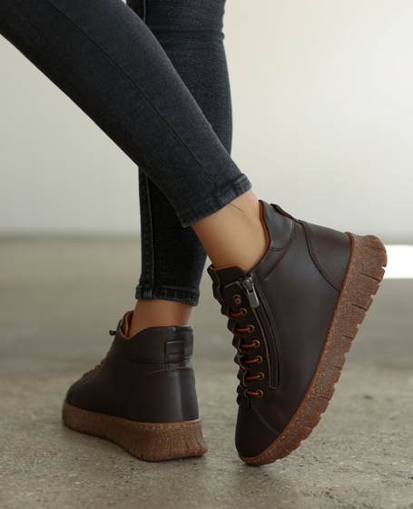 Klarysa Women's Leather Chocolate-Brown Boots
