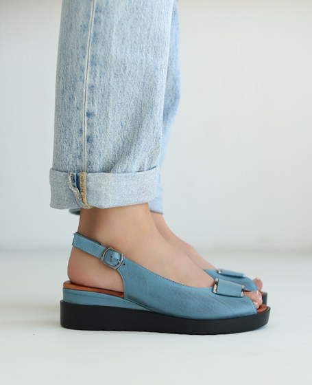 Relmora Women's Leather Denim Sandals