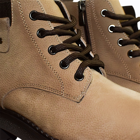 SKÓRZANE SZARE BOTKI DAMSKIE FRILAMA