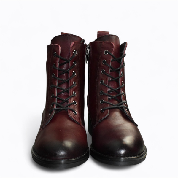 Hesline Women's Burgundy Leather Boots