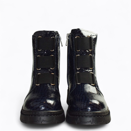 SKÓRZANE GRANATOWE BOTKI DAMSKIE GALENNA