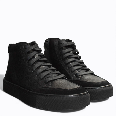 Skórzane czarne trzewiki męskie Elinder