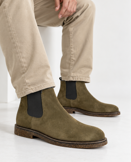 Skórzane khaki sztyblety męskie Brunero