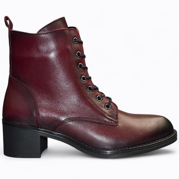 Hesline Women's Burgundy Leather Boots