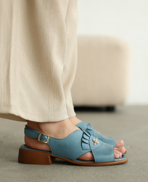 Brimeli Women's Leather Denim Sandals