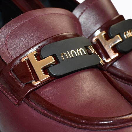 SKÓRZANE BORDOWE PÓŁBUTY DAMSKIE IRENICA