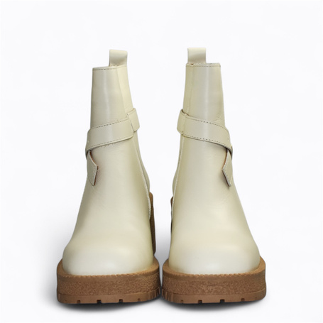 Euriana Beige Leather Women's Ankle Boots