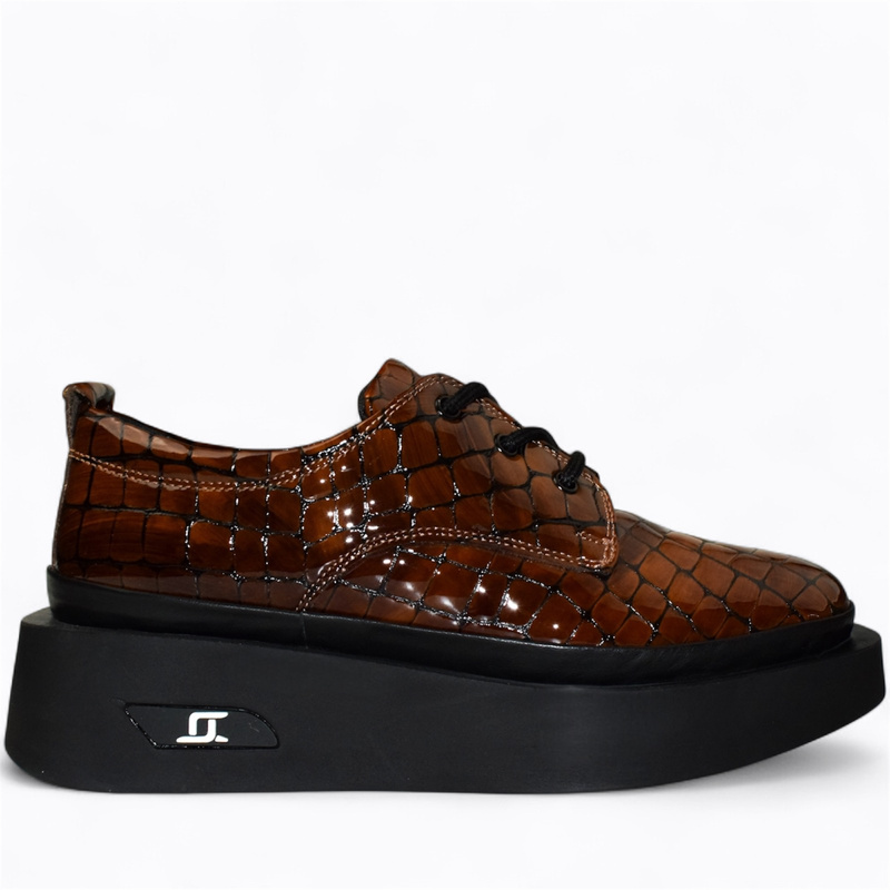Noverin Women's Red Leather Low-Cut Shoes