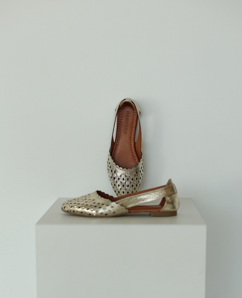 Monsera Gold Leather Sandals