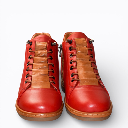 SKÓRZANE CZERWONE TRZEWIKI DAMSKIE CARLEIA