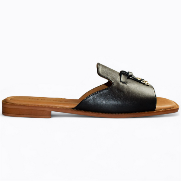 Gabrila Women's Black Leather Flip-Flops
