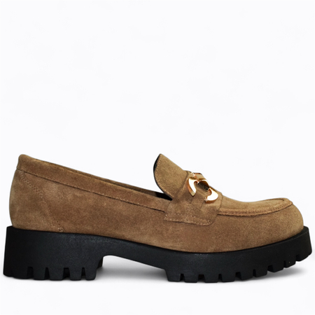 Skórzane cappuccino półbuty damskie Tilomea