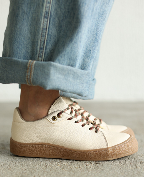 Mersina Beige Leather Women's Low-Top Shoes