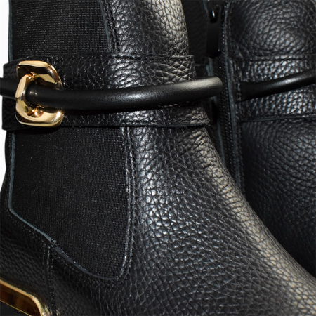 SKÓRZANE CZARNE BOTKI DAMSKIE HECIRIA