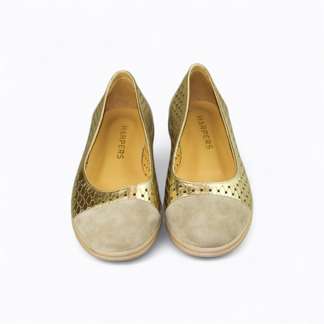 Brethin Women's Leather Gold Loafers
